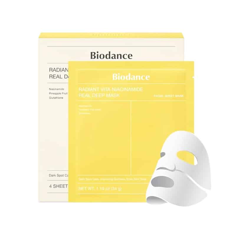 ماسک ورقه ای زرد ضدلک ویتا نیاسینامید بایودنس Biodance